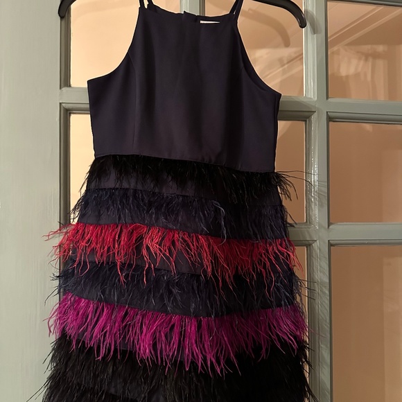 Girls Milly Mini Feathered Party Dress - Picture 1 of 4